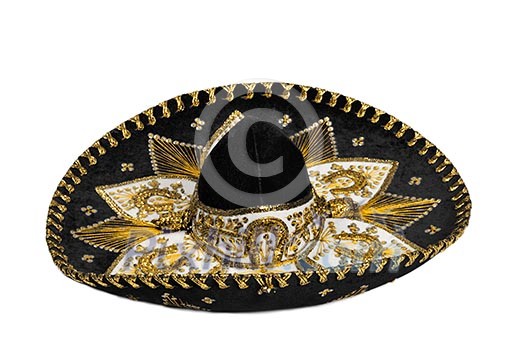 Black mexican sombrero from Mexico isolated on white background Black mexican sombrero from Mexico isolated on white background