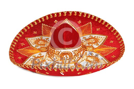 Red sombrero isolated on whit