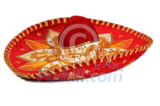 Red sombrero isolated on whit