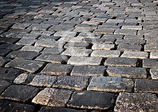 Cobblestone road close up Cobblestone road close up