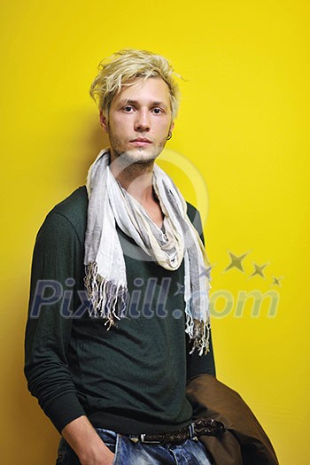 Portrait of an handsome young man with urban background and fashion clothes style Portrait of an handsome young man with urban background and fashion clothes style