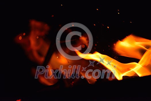 Fire flames  design isoleted on black background