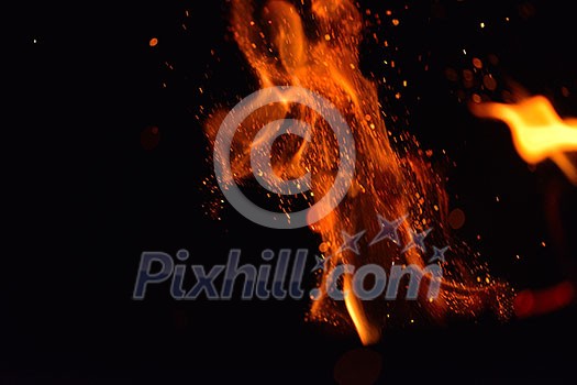 Fire flames design isoleted on black background Fire flames design isoleted on black background