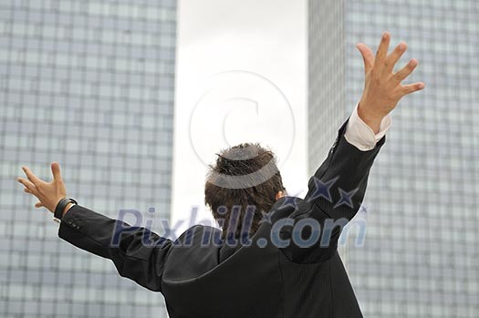 Outdoor portrait of young and happy businessman Outdoor portrait of young and happy businessman
