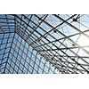 Metal roof top structure with glass construction background from Museum  du Louvre in paris france