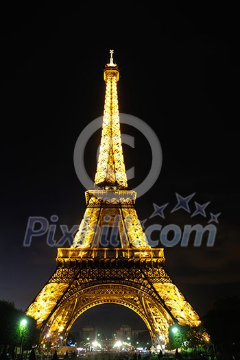 eiffet tower in paris at night tourist and travel icon and attraction