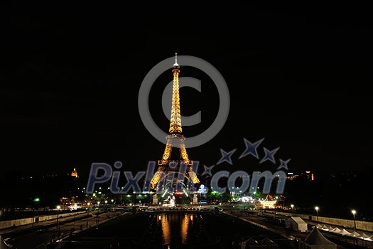 eiffet tower in paris at night tourist and travel icon and attraction