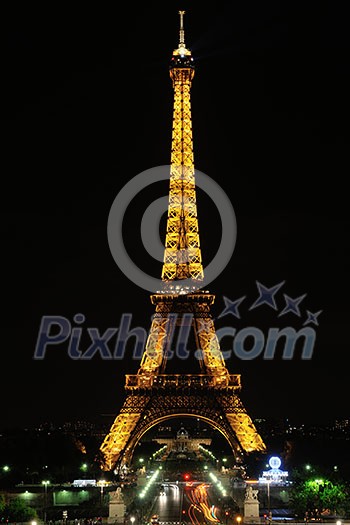 eiffet tower in paris at night tourist and travel icon and attraction