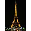 eiffet tower in paris at night tourist and travel icon and attraction