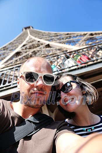 tourist people in france paris with eiffel tower in background