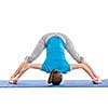 Yoga - young beautiful slender woman yoga instructor doing Wide Legged standing Forward Bend D (Prasarita Padottanasana D) asana exercise isolated on white background