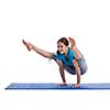 Yoga - young beautiful woman  yoga instructor doing Firefly asana pose (Titibasana) exercise isolated on white background