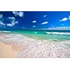 Beautiful beach and  waves of Caribean Sea