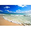 Beautiful beach and  waves of Caribbean Sea