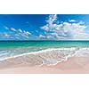 Beautiful beach and  waves of Caribean Sea. Riviera Maya, Mexico