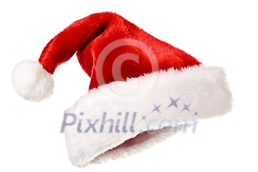 Santa's red hat isolated on white