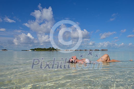 happy young woman on summer vacation on beautiful tropical beach have fun enjoy and relax happy young woman on summer vacation on beautiful tropical beach have fun enjoy and relax