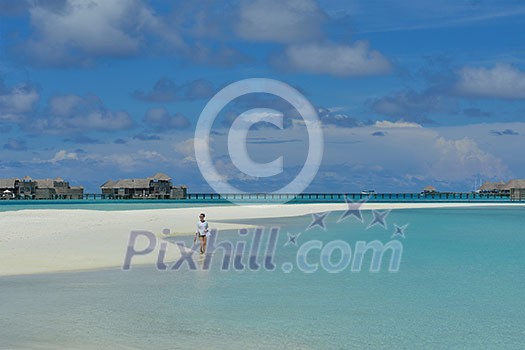 happy young woman on summer vacation on beautiful tropical beach have fun enjoy and relax happy young woman on summer vacation on beautiful tropical beach have fun enjoy and relax