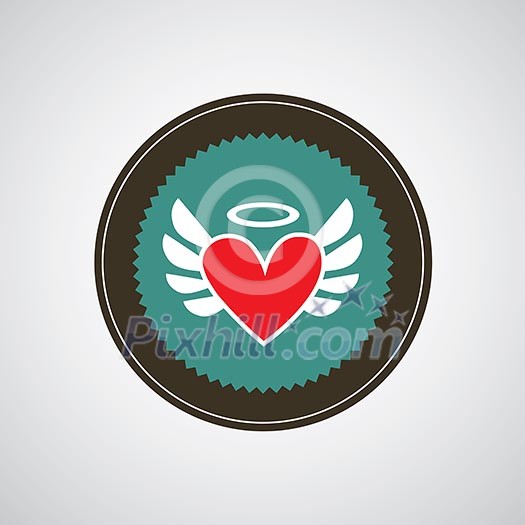 vector heart symbol vintage label 