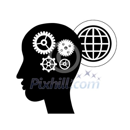 Brain gears symbol concept for idea  