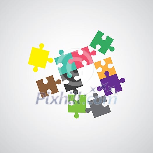 Jigsaw puzzle symbol on gray background 