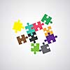 Jigsaw puzzle symbol on gray background 