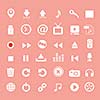music button  icon set on pink background   