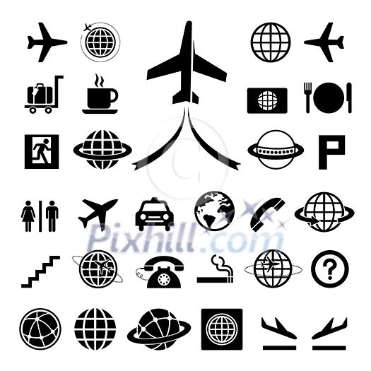 vector basic icon set for airport 