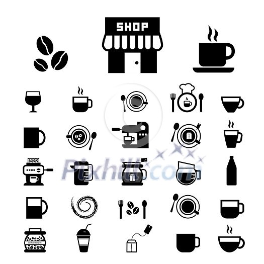 cup and coffee vector icon set   