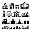 buildings icon on gray background 