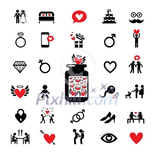wedding and valentine icon set wedding and valentine icon set