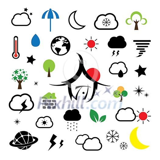 weather symbol set on white background 