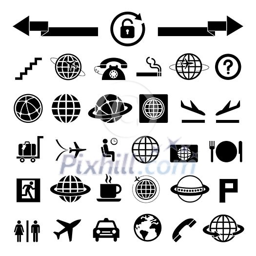 vector basic icon set for airport   