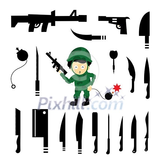 vector soldier and weapons symbol vector soldier and weapons symbol