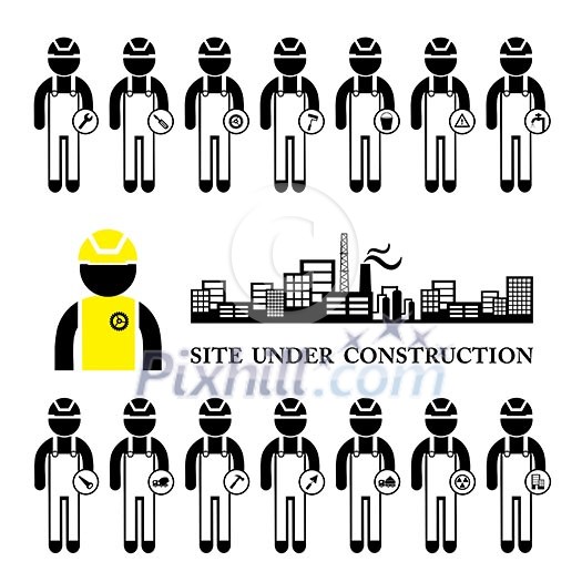 construction team vector icon set construction team vector icon set