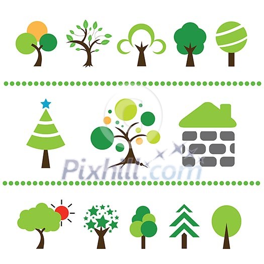 vector basic tree icon set 