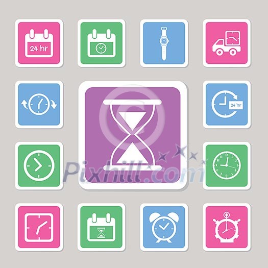 vector clocks and time icons set vector clocks and time icons set