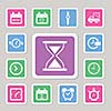 vector clocks and time icons set  