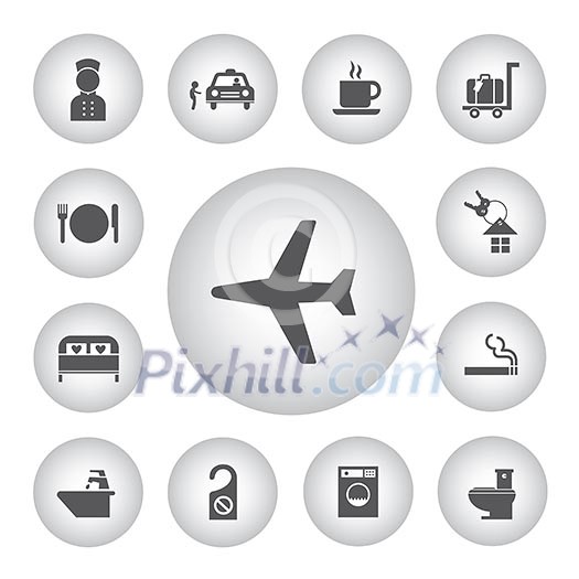 vector hotel and travel icon set vector hotel and travel icon set