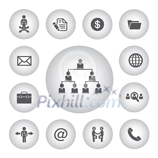 vector business management icon set 