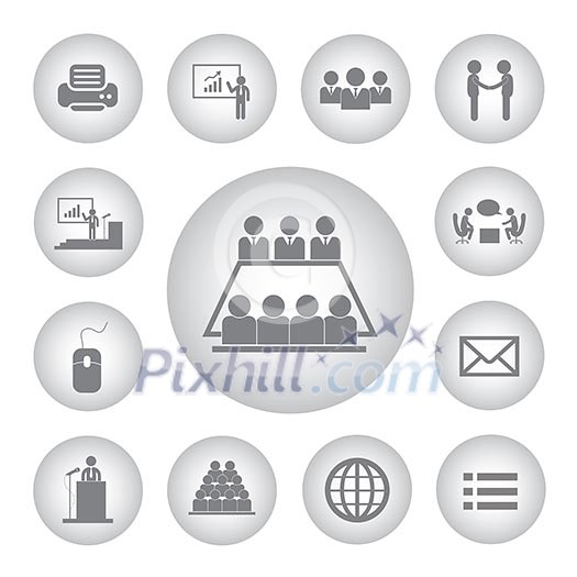 Business management and conference icon set 