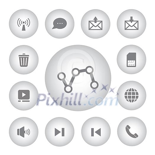 vector icon set for technology and internet  