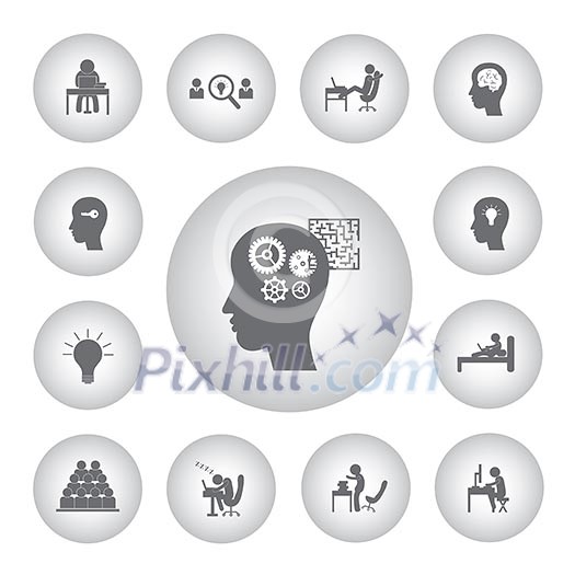 business man icon using computer business man icon using computer