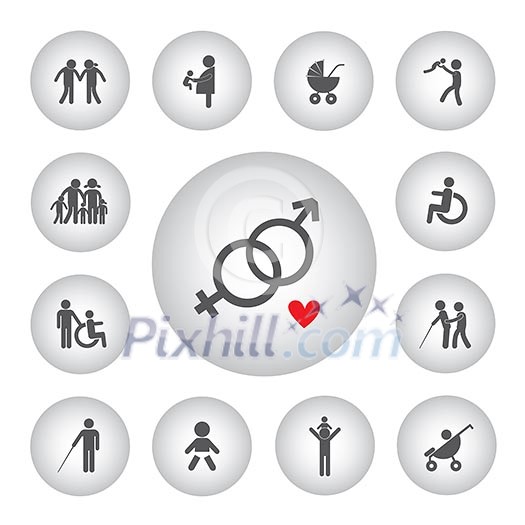 vector basic icon for happy family 