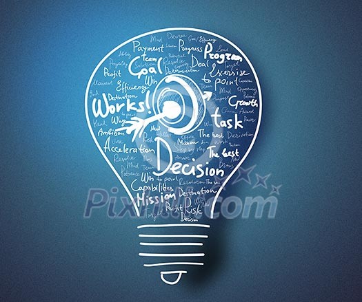 Conceptual image of light bulb and business strategy sketch Conceptual image of light bulb and business strategy sketch