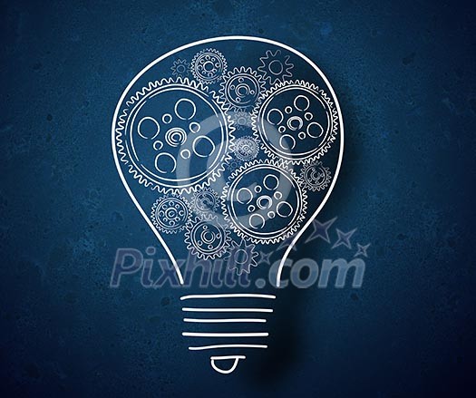Conceptual image of light bulb and business strategy sketch Conceptual image of light bulb and business strategy sketch