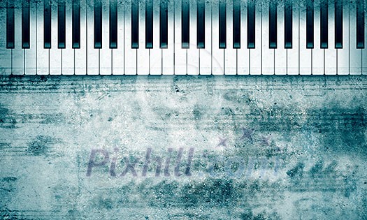 Conceptual image of music theme with keys and notes Conceptual image of music theme with keys and notes