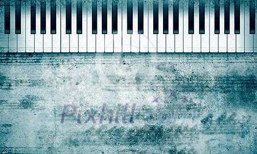 Conceptual image of music theme with keys and notes