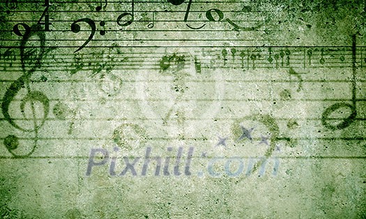 Conceptual image of music theme with keys and notes