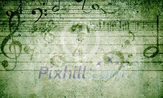 Conceptual image of music theme with keys and notes Conceptual image of music theme with keys and notes